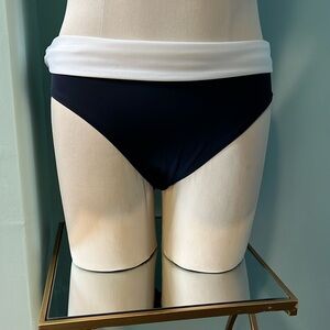 NWT Panache Katrina Folded Swim Pant. Size M. Navy & fold-over white waistband.
